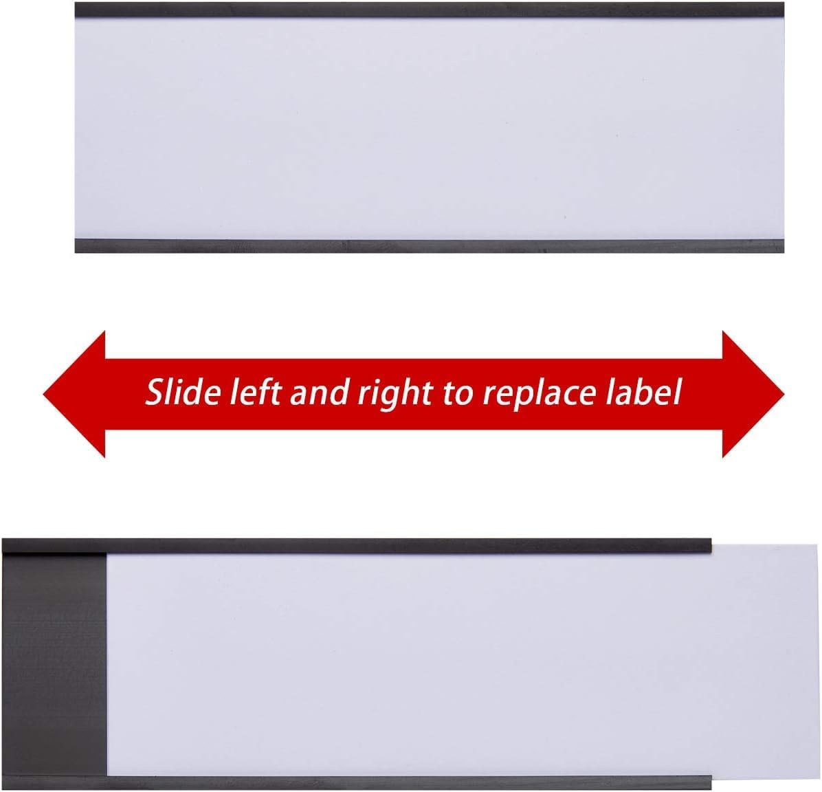 200 Pieces Magnetic Label Holders with Magnets Magnetic Data Card Holders with Clear Plastic Protectors for Metal Shelf, Whiteboard (2 x 5.5 Inch)
