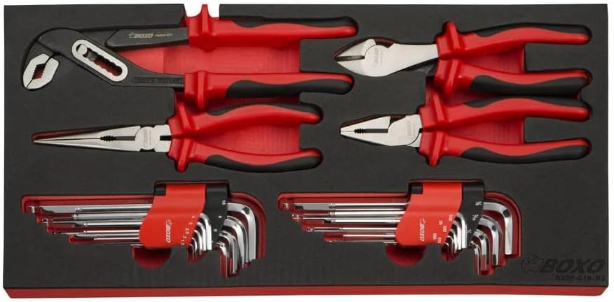 BOXO USA Heavy Duty Toolbox 159 pcs Metric & SAE Locking Tool Set with 3 Drawers Hand Carry Box (Nardo Gray)