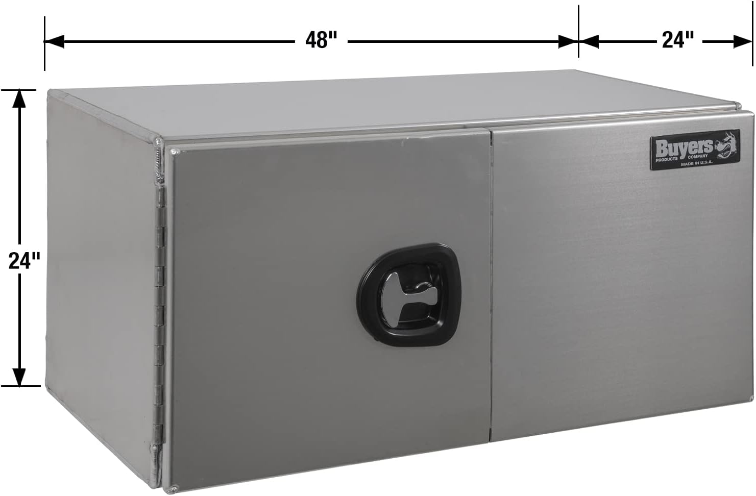 Buyers Products 1705440 Silver Pro Series Smooth Aluminum Underbody Truck Box with Barn Door, 24x24x48 Inch, Durable Vehicle Tool Box for Storage and Organization