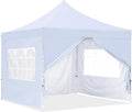 GDY 10x10 Ft Outdoor Pop Up Canopy Tent, Commercial Portable Instant Folding Shelter Gazebos Waterproof Canopies with Carrying Bag, (White)
