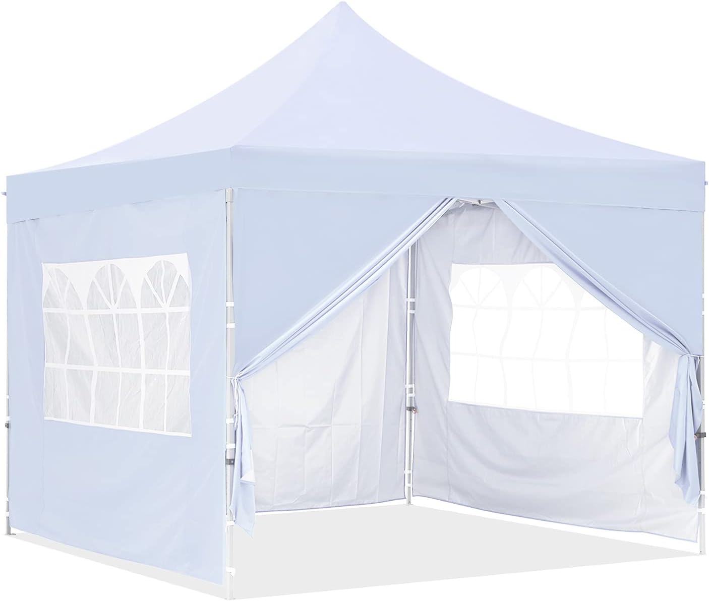 GDY 10x10 Ft Outdoor Pop Up Canopy Tent, Commercial Portable Instant Folding Shelter Gazebos Waterproof Canopies with Carrying Bag, (White)