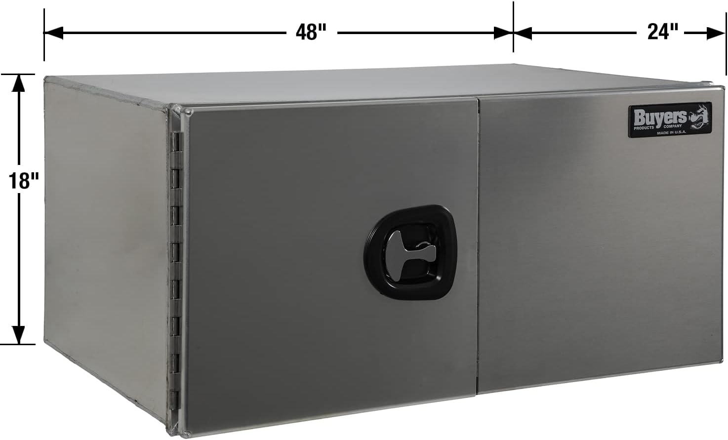Buyers Products 1705425 Silver Pro Series Smooth Aluminum Underbody Truck Box with Barn Door, 18x24x48 Inch, Durable Vehicle Tool Box For Storage and Organization