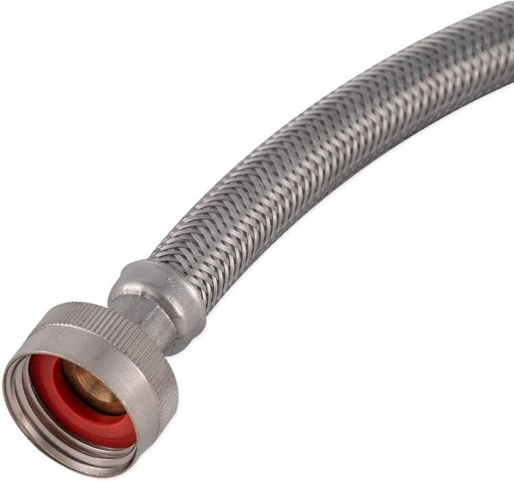 Eastman 5 ft Washing Machine Hose Connectors with Elbows, Pack of 2, 3/4 in FHT x 3/4 in FHT, Braided Stainless Steel, 41065 (Pack of 24)