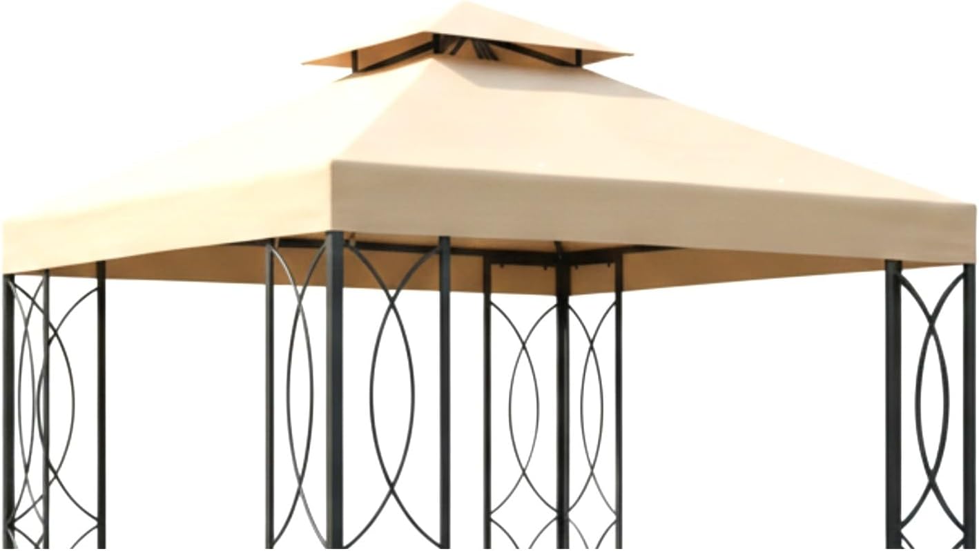 Garden Winds Reinforced Replacement Canopy Top Cover Compatible with The S-582D, S-582DN Garden Treasures 8' x 8' Gazebo - Classic Sand, RipLock 350
