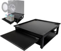 Washer and Dryer Pedestal with Pullout-Shelf - 24' W, 10' H, Black Steel Universal Fit with Major Brands | Laundry Pedestal with Drain Pan & Hose | Washer Stand for Back Pain Relief, 800 lbs Capacity
