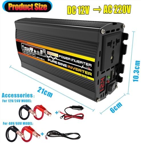 3000W/4000W 12V to 110V/220V Solar Inverter Kit with 50A Controller + 50W 12V Solar Panel, Complete Home Solar System for Off-Grid Power Generation, Solar Generator (800W, 12V-220V)