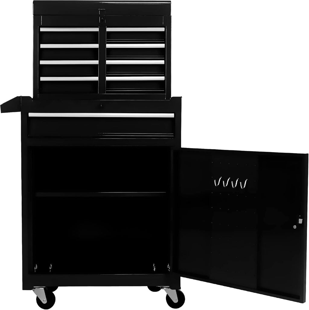 5 Drawers, Portable Rolling Box On Wheels, High Capacity Tool Chest Organizer for Garage, Workshop, Home Crafts Use Black, Large