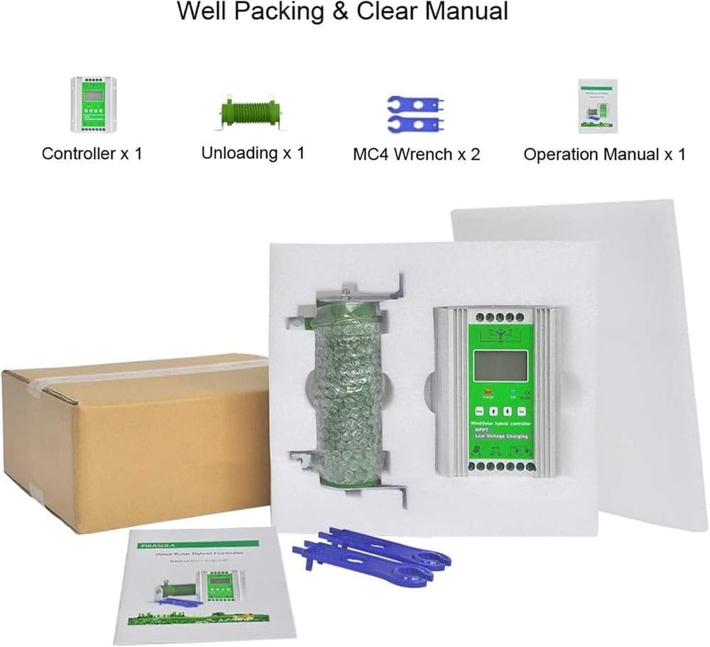 3000W Off-Grid MPPT Solar Wind Turbine Charge Controller with Dump Load & LCD Display for Wind Generators & Solar Panels