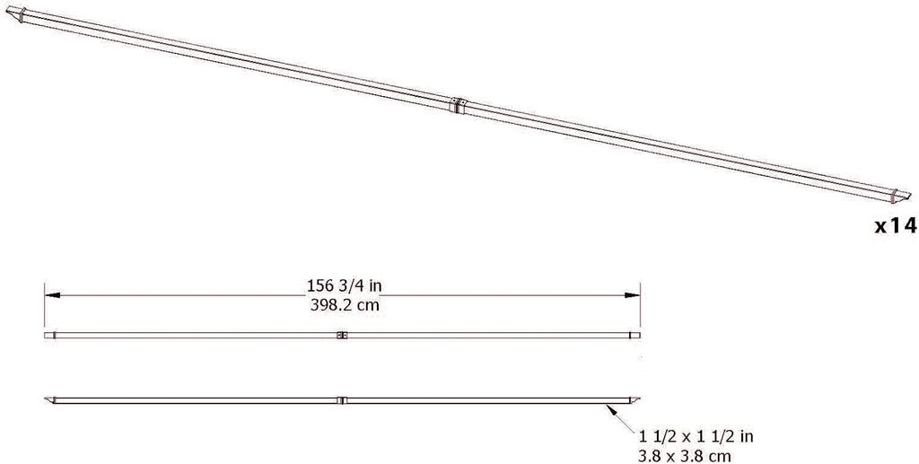 Vita 1.5 inch Square x 156.75 inch Long White Vinyl Additional Shade Kit for Vita Brand 12 Foot x 12 Foot Pergola, PVC, BPA and Pthalate Free, Outdoor Living, VA42056