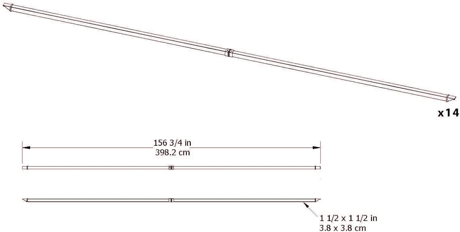 Vita 1.5 inch Square x 156.75 inch Long White Vinyl Additional Shade Kit for Vita Brand 12 Foot x 12 Foot Pergola, PVC, BPA and Pthalate Free, Outdoor Living, VA42056