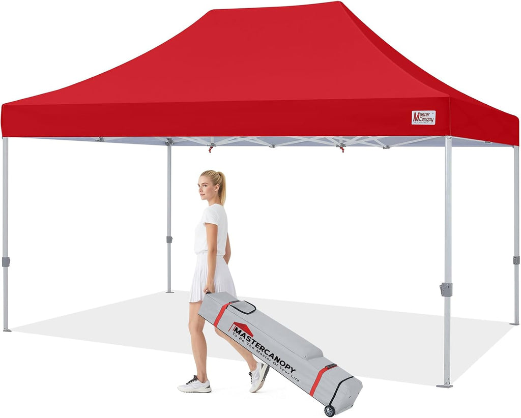 MASTERCANOPY Pop Up Canopy Tent Commercial Grade 10x15 Instant Shelter (Red)