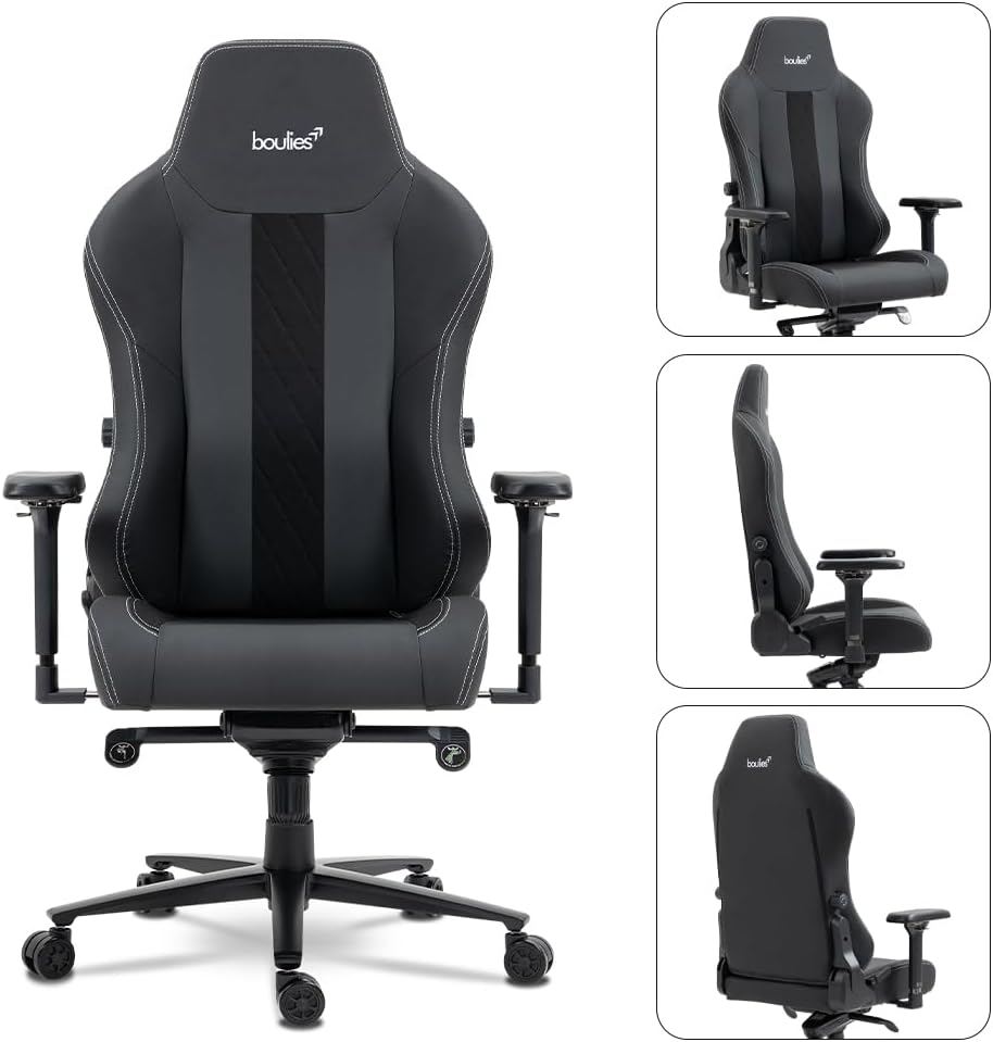 boulies Master Gaming Chair, Ergonomic Office Chair for Adults with 4D Armrests, Comfortable Computer Chair for Home with Adjustable 4-Way Built-in Lumbar Support