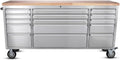 AnorTrek 72 inch Tool Chest with 15 Drawers for Garage, Workbench and Repair Store, Tool Cabinet in Stainless Steel (72 inch - Stainless Steel)