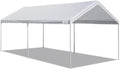 Caravan Canopy Powder Coated Heavy Duty Steel Frame Pop Up Carport with 6 Steel Stakes for Outdoor Activities and Events, White