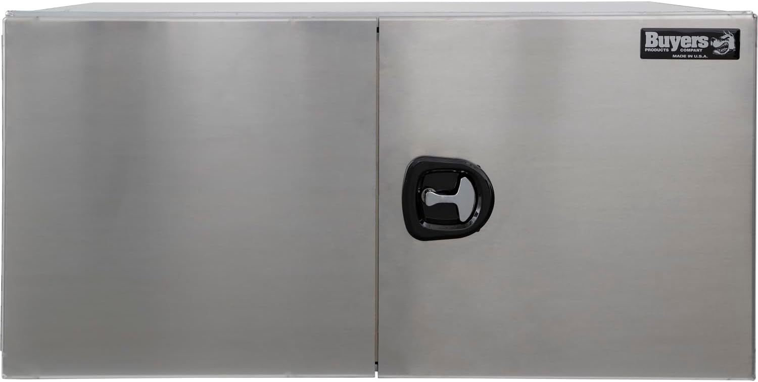 Buyers Products 1705440 Silver Pro Series Smooth Aluminum Underbody Truck Box with Barn Door, 24x24x48 Inch, Durable Vehicle Tool Box for Storage and Organization