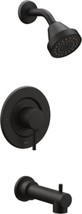 Moen Align Matte Black Eco-Performance Posi-Temp Pressure Balancing Modern Tub and Shower Trim Kit, Featuring Shower Head, Lever Handle, and Tub Spout, Valve Required, T2193EPBL