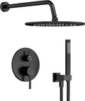 Gabrylly Black Shower Faucet Set, Wall Mounted System with Shower Valve, High Pressure 10' Rain Shower head with Handheld Spray Combo, 2 Way Rainfall Shower Fixtures, Matte Black