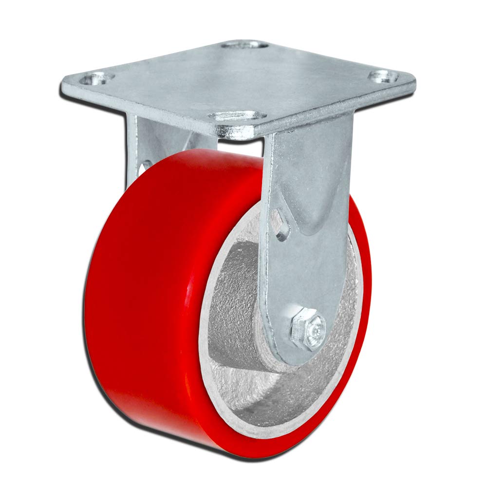 CasterHQ Set of 4 Heavy Duty Casters - 4' x 2' Heavy Duty Caster Set with Red Polyurethane on Steel Wheels, 800 pounds Capacity per Caster, 4' Size (Set of 4), Toolbox casters