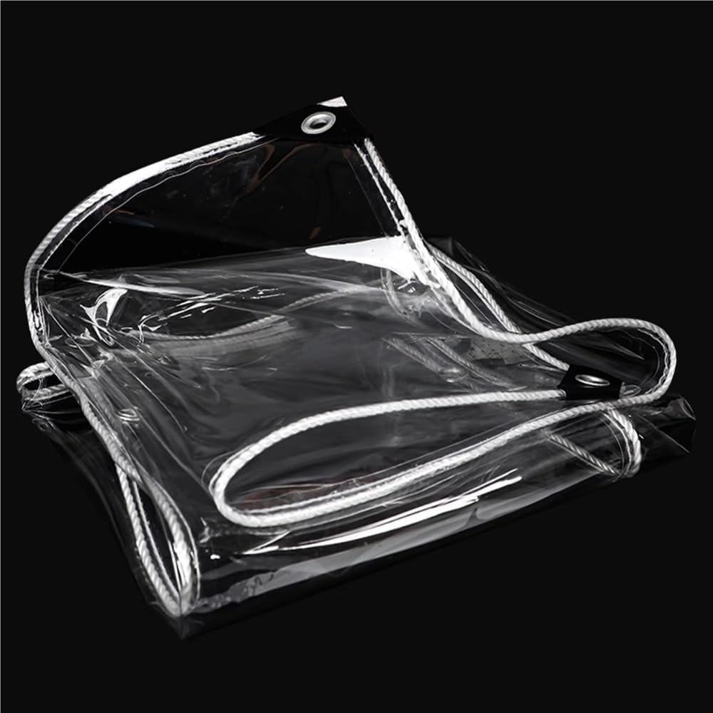 Clear Waterproof Tarps with Grommets & Reinforced Edges PVC Tarpaulin Curtain for Pergola/Patio/Gazebo(14x24FT)