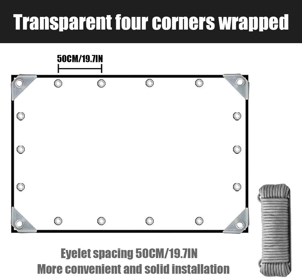 Clear Waterproof Tarps with Grommets & Reinforced Edges PVC Tarpaulin Curtain for Pergola/Patio/Gazebo(13x27FT)