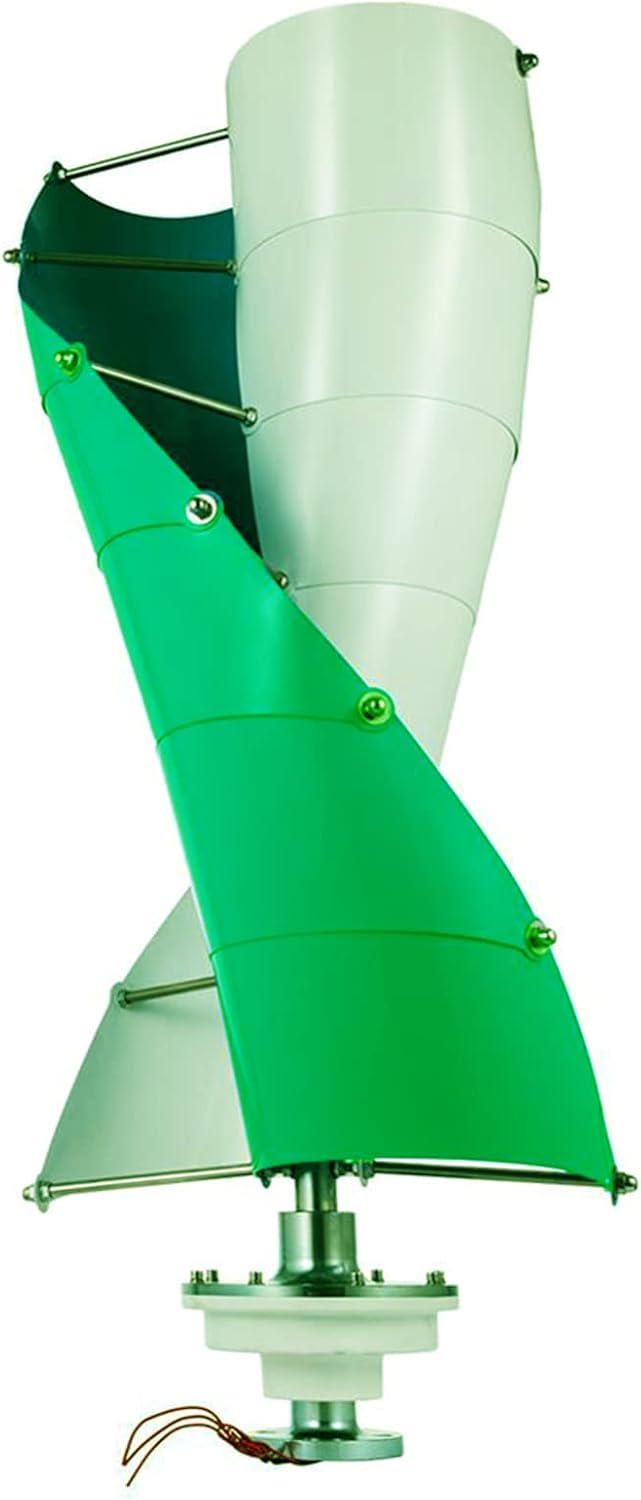 Vertical Spiral Wind Power Turbine Generator,3000W 12V/24V/48V 2 Blade Wind Turbine Power for Outdoor Garden(with Controller,Green)