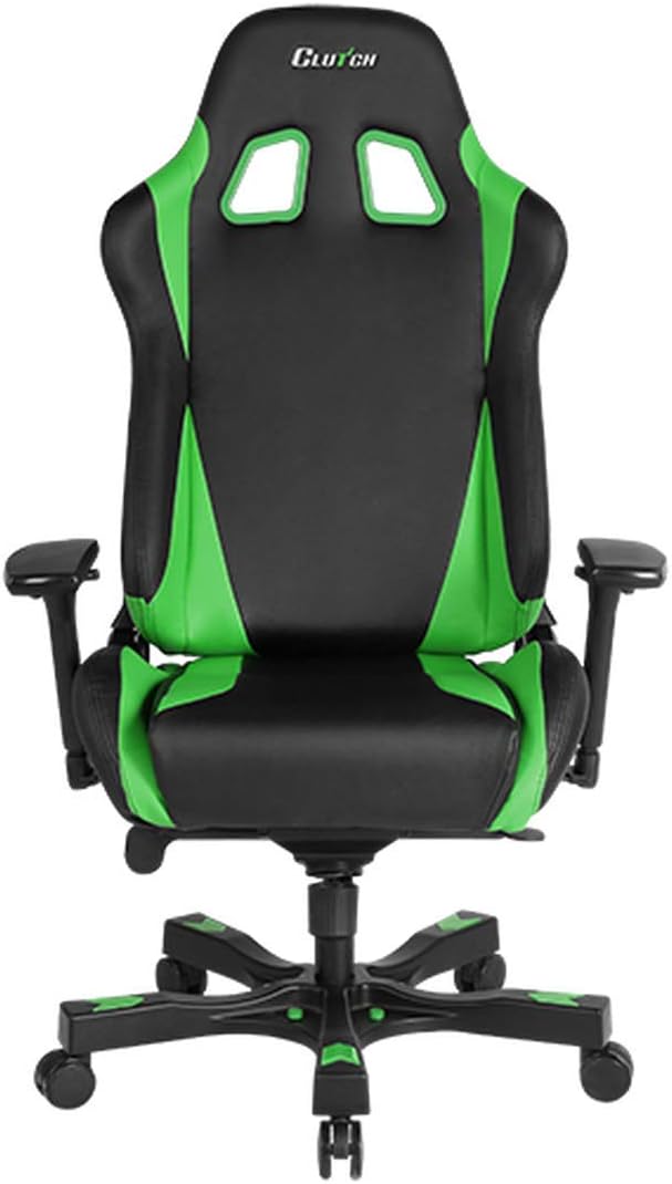 Clutch Chairz - Ergonomic Gaming Chair, Video Game Chairs, Office Chair, High Chair and Lumbar Pillow for Computer Desk - Black/Green - Throttle Series