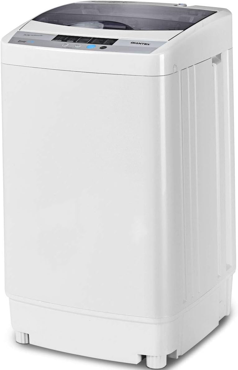 Giantex Full-Automatic Washing Machine Portable Compact 1.34 Cu.ft Laundry Washer Spin with Drain Pump, 10 programs 8 Water Level Selections with LED Display 12 Lbs Capacity