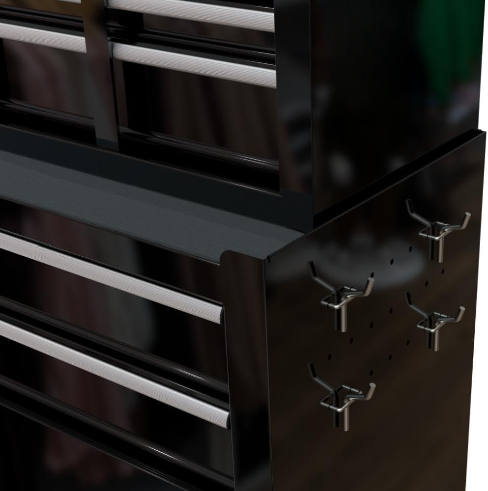 High Capacity Rolling Tool Chest with 8-Drawer Tool Box on Wheels Multifunctional Tool Cart Mechanic Tool Storage Cabinet for Garage, Warehouse, Workshop, Repair Shop (Black)