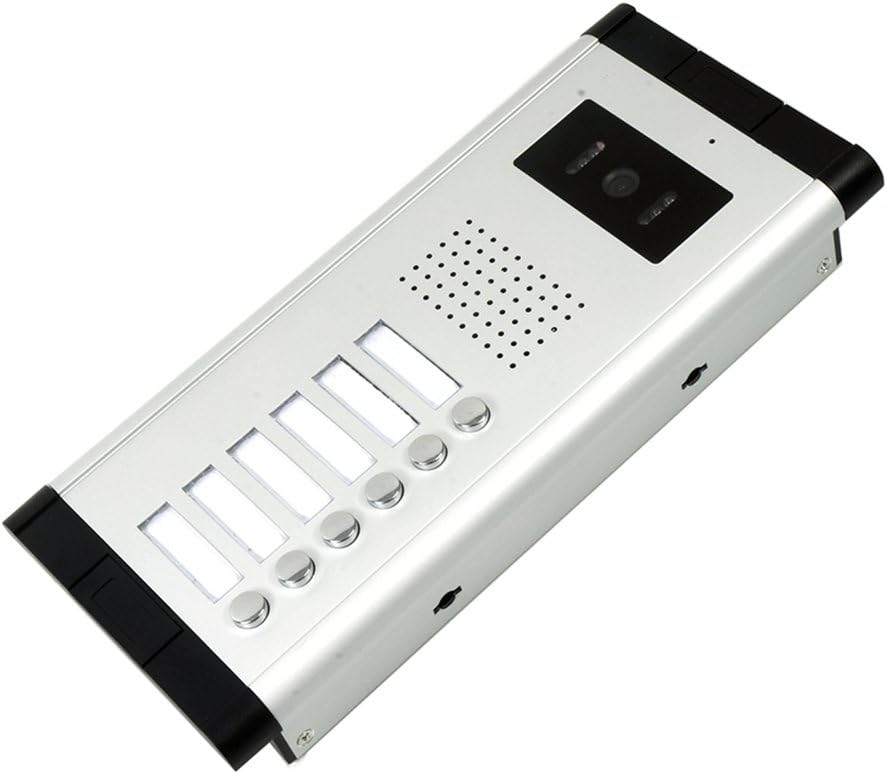 6 Units Apartment Video Intercom System, 7 inch Monitor Wired Video Door Phone Kit, Indoor Outdoor Video Doorbell, ID Keyfobs Unlock, 2 Way Audio, 6-Screen for Home Apartment