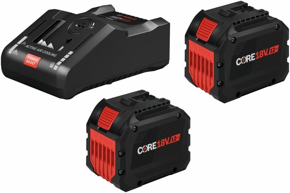 Bosch GXS18V-18N27 18V Starter Kit with (2) CORE18V® 12 Ah High Power Batteries and (1) 18V 16 Amp Battery Turbo Charger