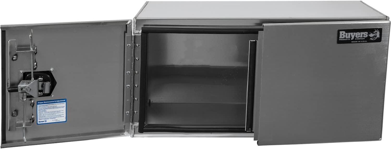 Buyers Products 1705440 Silver Pro Series Smooth Aluminum Underbody Truck Box with Barn Door, 24x24x48 Inch, Durable Vehicle Tool Box for Storage and Organization