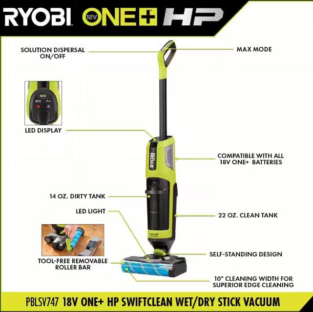 ONEAND HP 18V Cordless SWIFTCLEAN Wet/Dry Stick MOP and Vacuum KIT with 4.0 AH Battery A