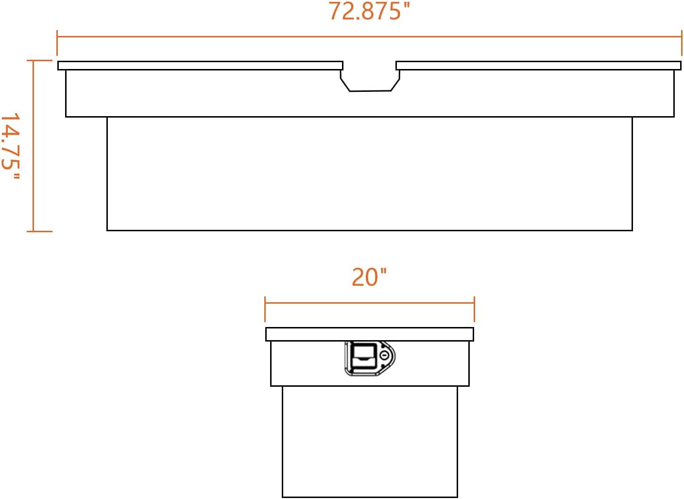 SSN 72 Inch Black Heavy-Wall Gull Wing Aluminum Truck Tool Box with 2 Locks,RigidCore Lids Pickup Truck Bed Tool Box for Storage and Organization