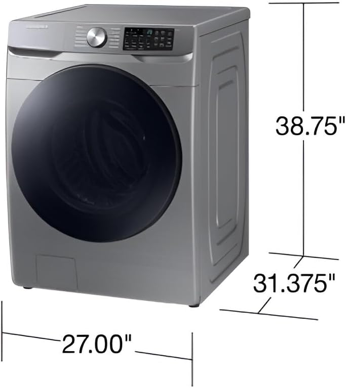Samsung 4.5 Cu. Ft. High-Efficiency Stackable Smart Front Load Washer with Steam and Super Speed Wash, Platinum, WF45B6300AP/US