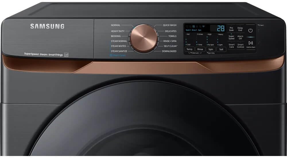 Samsung 5.0 cu. ft. Extra Large Capacity Smart Front Load Washer with Super Speed Wash and Steam, Brushed Black, WF50BG8300AVUS