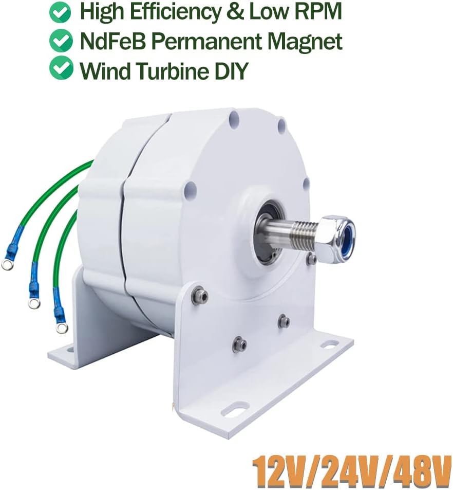 3000W Gearless Permanent Magnet Generator,with Voltage Converter 12V 24V 48V 220V Low RPM Permanent Magnet Generator for Wind Energy Solar Street Lights (with Base)