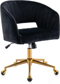 Eifizek Velvet Office Desk Chair, Modern Adjustable Home Desk Chair with Wheels, Swivel Vanity Chair for Bedroom, Office, Vanity Study (Black)