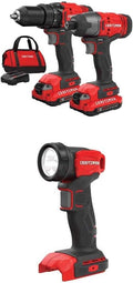 CRAFTSMAN Cordless Drill Combo Kit, 2 Tool & LED Work Light (CMCK200C2 & CMCL020B)