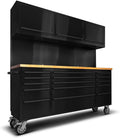 AnorTrek 72 inch 15 Drawers Tool Chest with 3 Up Cabinet & Pegboard, Rolling Tool Cabinet with Drawers (Black)
