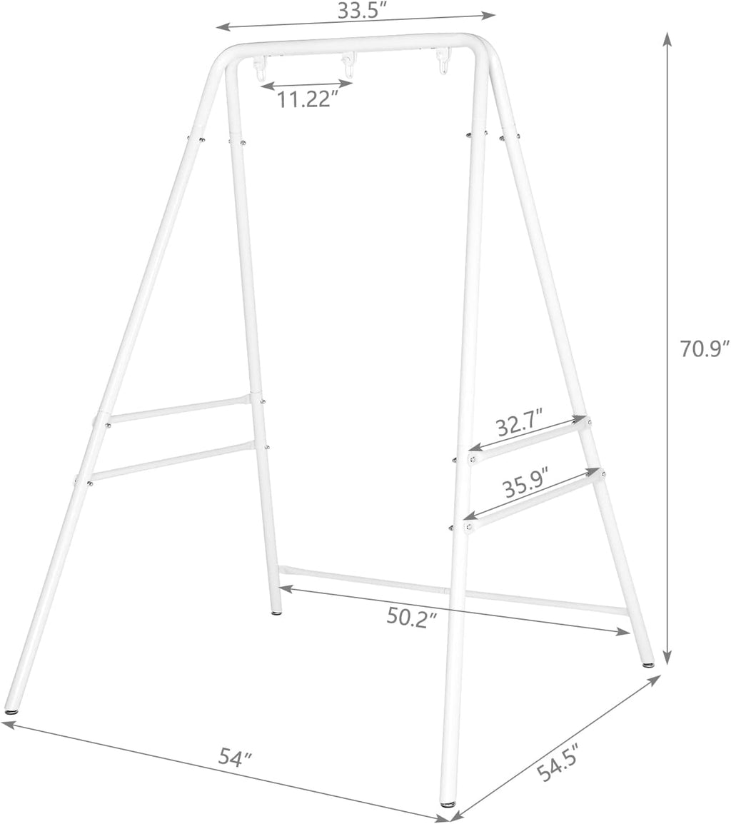 White Outdoor Hanging Chair Stand, Heavy-Duty 450 LBS Support Outdoor Hammock Chair Stand for Patio, Garden, and Backyard, White Hammock Frame,Hanging Chair Stand
