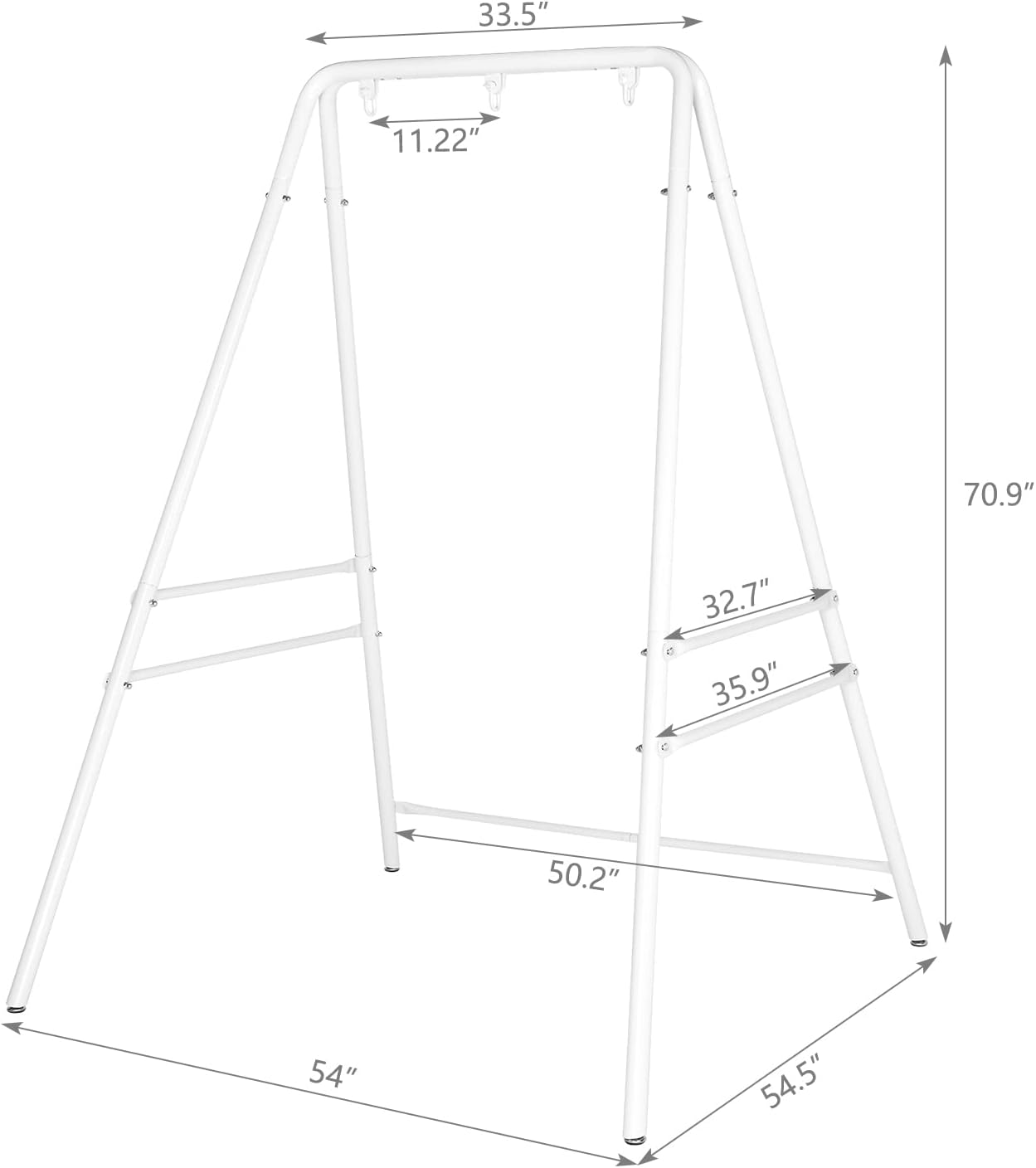 White Outdoor Hanging Chair Stand, Heavy-Duty 450 LBS Support Outdoor Hammock Chair Stand for Patio, Garden, and Backyard, White Hammock Frame,Hanging Chair Stand