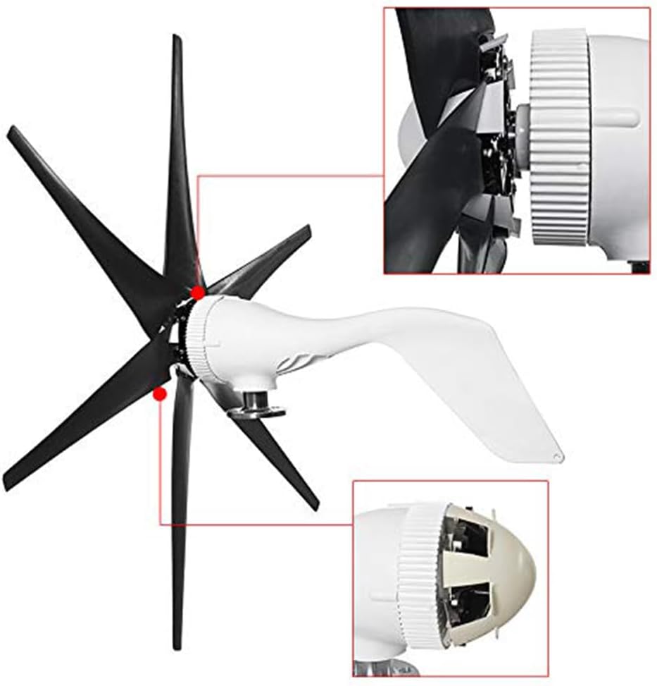 12V,1000W -3000W Wind Turbine Generator, 6 Blade 48V 220V Garden Turbines Generator with Charge Controller for Solar Power Homeuse (48V)