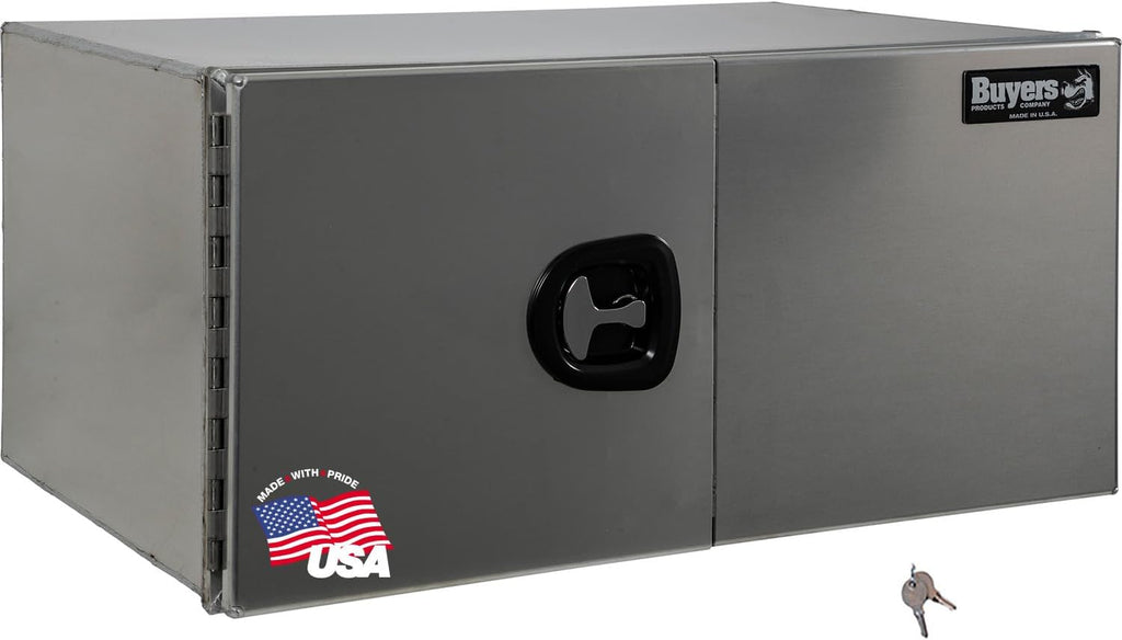 Buyers Products 1705420 Silver Pro Series Smooth Aluminum Underbody Truck Box with Barn Door, 18x24x36 Inch, Durable Vehicle Tool Box for Storage and Organization