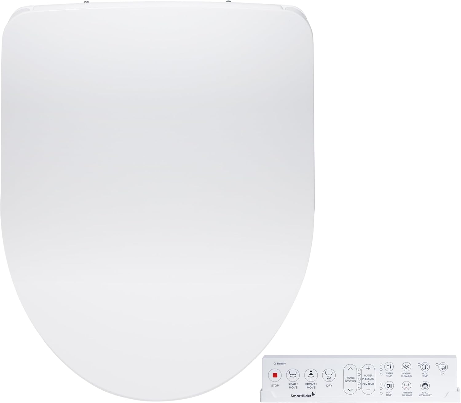 SmartBidet® SB-1200 Luxury Advanced Electric Smart Bidet Round White Toilet Seat with Remote control, Endless Warm Water with LED Night Light, Slim Profile