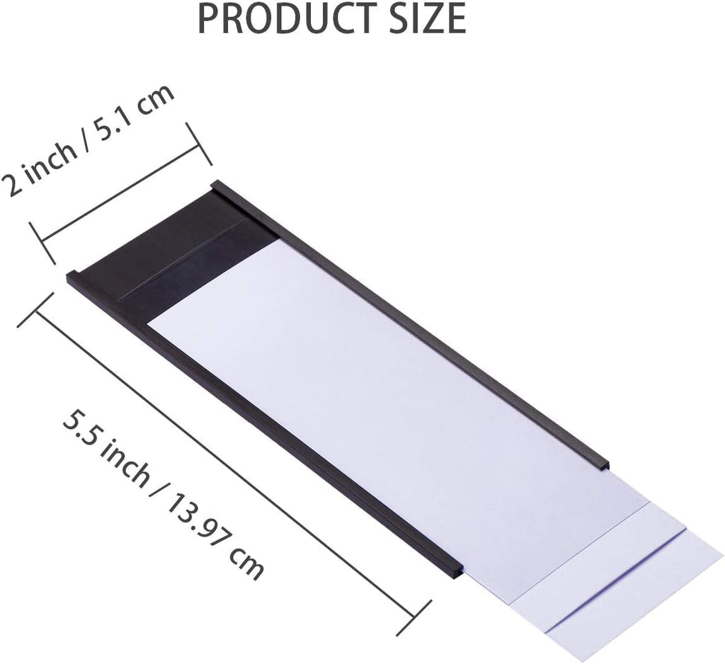 200 Pieces Magnetic Label Holders with Magnets Magnetic Data Card Holders with Clear Plastic Protectors for Metal Shelf, Whiteboard (2 x 5.5 Inch)