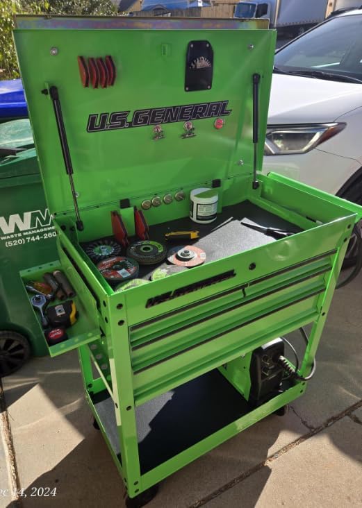 HFT Roller Cart Tool Cabinet Storage Chest Box Glossy 4 Drawer 580 Lb. Capacity - Green