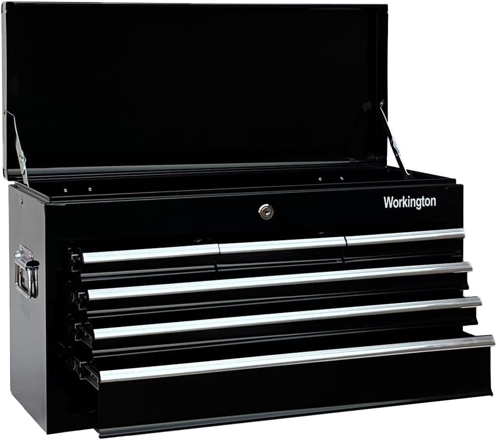 Workington Portable Metal Tool Chest with 6 Drawers, 24' 6-Drawer Tool Chest Cabinet with Ball Bearing Drawer Slides, Steel Tool Storage Box Organizer 4005 Black