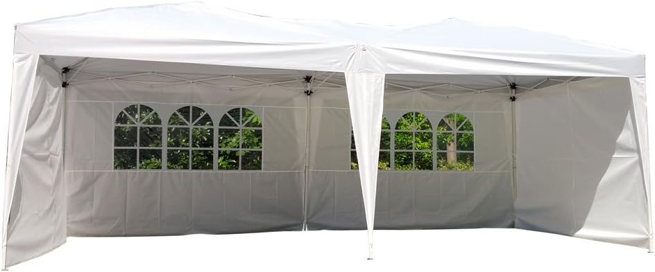 VINGLI 10X20 Feet Pop Up Canopy,Instant Tent,4 Removable Sidewalls,Folding EZ Up Canopy Tent,Patio Event Gazebo Beach Tent,UV Coated&Waterproof, Bonus Wheeled Carry Bag (White)