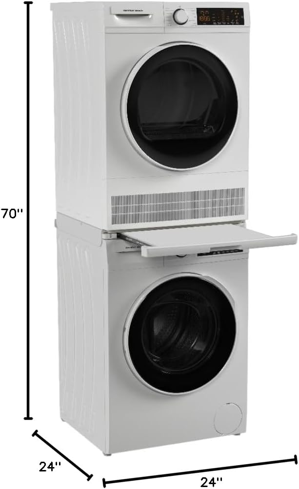 Hamilton Beach Fullsize 2.2 cu ft Front Load Washer and 4 cu ft Dryer Combo - 24' Wide - includes Stacking Kit and Drawer