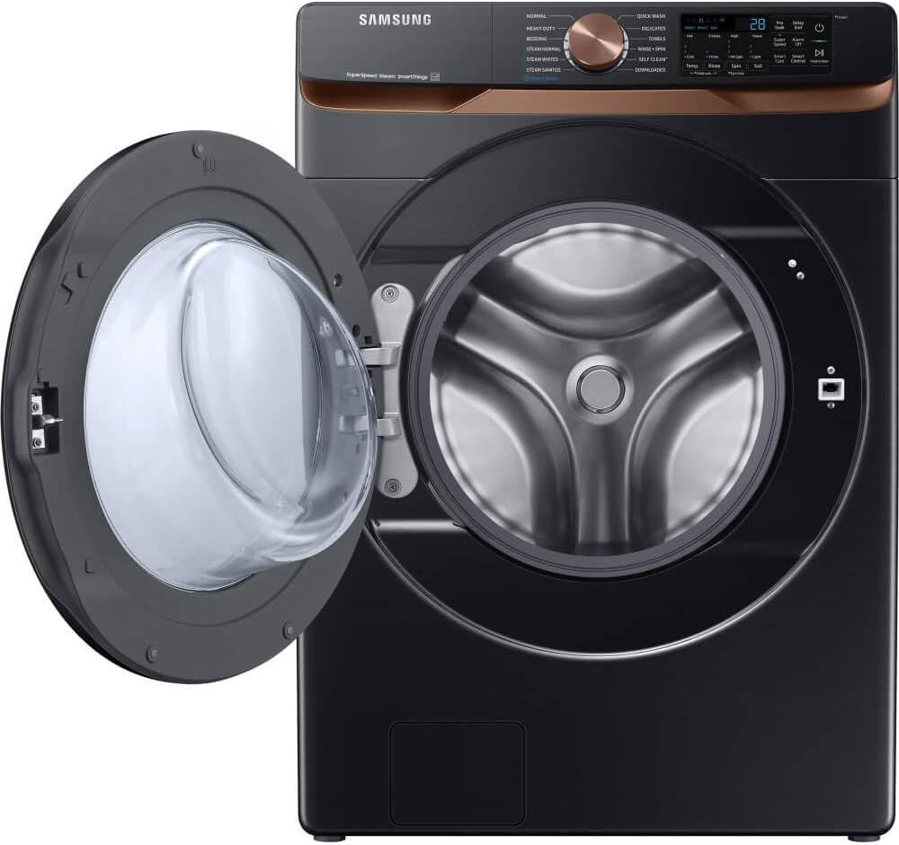 Samsung 5.0 cu. ft. Extra Large Capacity Smart Front Load Washer with Super Speed Wash and Steam, Brushed Black, WF50BG8300AVUS